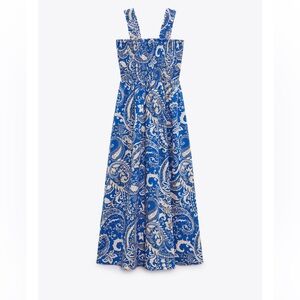 Zara Printed Midi Poplin Dress